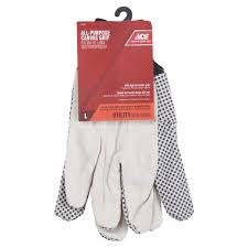 Wht Dot Canvas Glove Lg
