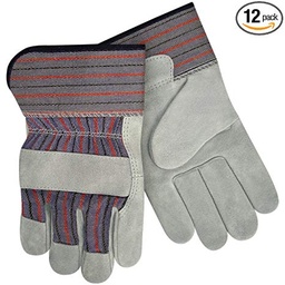MCR Safety L Leather Palm Gray Gloves 1Pair