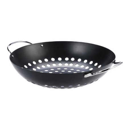 Round Wok With Holes 12In Carbon Steel Grillm