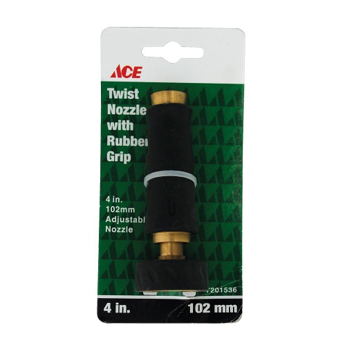 Nozzle Adjustable Twist Brass With Rubber Grip, 10.16Cm (4In) Black Ace.