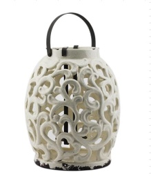 Lantern With Pillar Citronella Candle Ceramic.