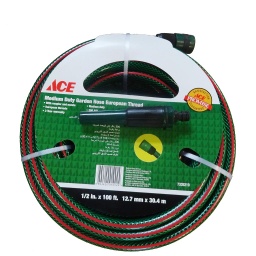 Ace Garden Hose Medium Duty European Thread 1-2 In X 100 Ft, (12.7 Mm X 30.4 M)