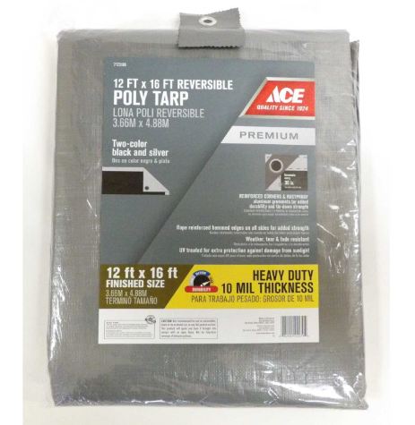 Ace Tarp Silver-Black 12Ft X 16Ft, (3.66M X 4.87M) 8.5Ml 153G.
