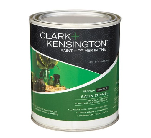 Ace Clark+Kensington Satin Designer White Acrylic Latex Paint and Primer Indoor 1 qt.