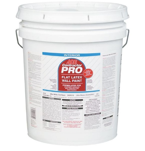 Ace Contractor Pro Flat White Latex Paint Indoor 5 gal.