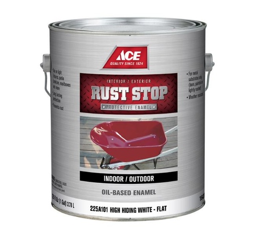 Ace Rust Stop Indoor and Outdoor Flat White Rust Prevention Paint 1 gal.