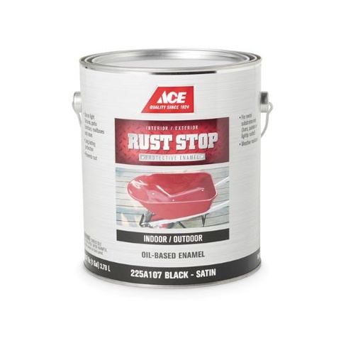 Ace Rust Stop, Indoor and Outdoor Satin Black Rust Prevention Paint 1 gal.