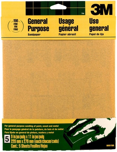 Sandpapr9X11 Fine 5Pk 3M.