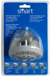 Wall Mount Showerhead 5 Setting 3.35In (8.5Cm), Abs And Rubber Chrome Finish Smart.