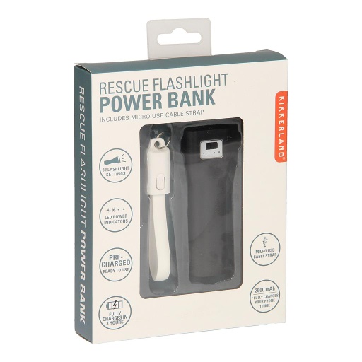 KIKKERLAND Black Flashlight Power Bank