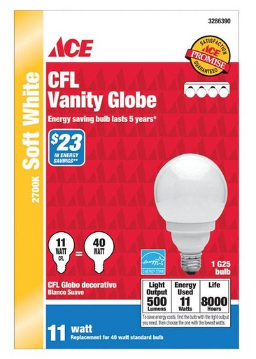 Half-Spiral Cfl Bulb 11 Watt Day Light E27 220-240V 50-60Hz Ce Ace