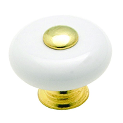 KNOB 1.25"CERAMIC/BRASS