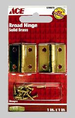 Hinge Broad 1In X 1In (2.54Cm X 2.54Cm) Brass Plated Ace