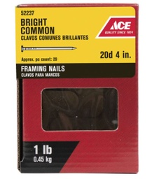 Ace 20D 4 in. Framing Bright Steel Nail Round 1 lb.