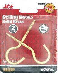 Ceiling Hook 3 3/8In (85.7Mm) Solid Brass Ace