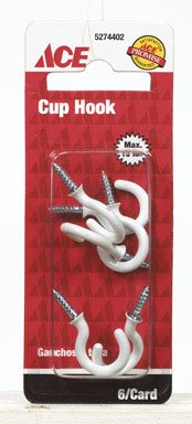 Cup Hook 7/8In (22.2Mm) White Ace
