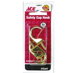 Safety Cup Hook 1 1/4In (31.8Mm) Brass Plated Ace