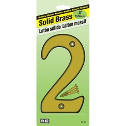 Polished 2 House Number 4In (10.2Cm) Solid Brass Hy-Ko