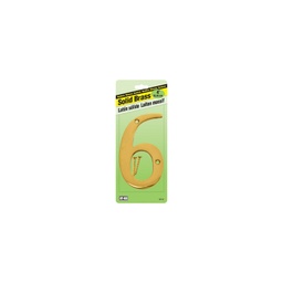 Polished 6 House Number 4In (10.2Cm) Solid Brass Hy-Ko