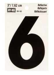 Reflective 6 House Number 3In (7.6Cm) Vinyl W