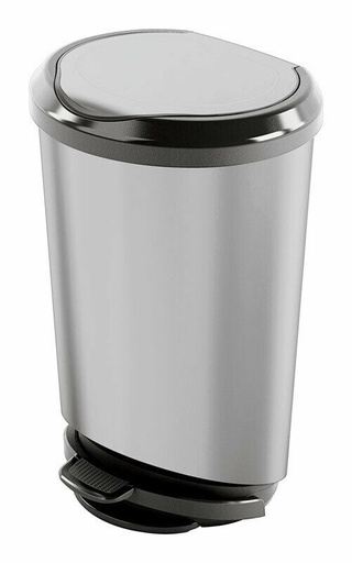 KIS 11 gal. Nickel Tondo Step On Wastebasket.