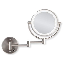 Zadro Next Generation 9 in. H x 9 in. W LED Double Sided Makeup Mirror Satin Nickel Silver