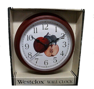 Wall Clock Round Red Apple 22.9Cm,Plastic, Westclox