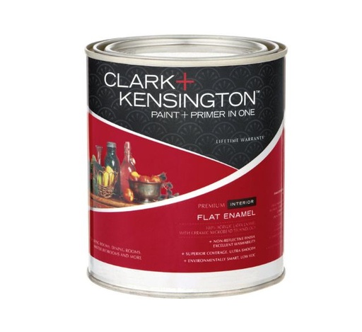 Ace Clark+Kensington Flat Enamel Black Acrylic Latex Paint and Primer Indoor 1 qt.