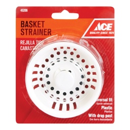 Sink Drain Strainer Basket White 8.9Cm (3.5In) Abs Ace