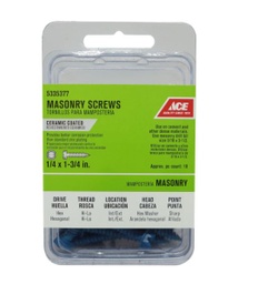 Ace 1/4 in. x 1-3/4 in. L Slotted Hex Washer Head Masonry Screws 18 pk