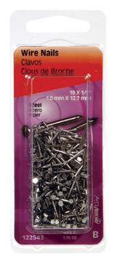 Hillman 19 Ga. x 1/2 in. L Bright Steel Wire Nails 1 pk 1.75 oz.
