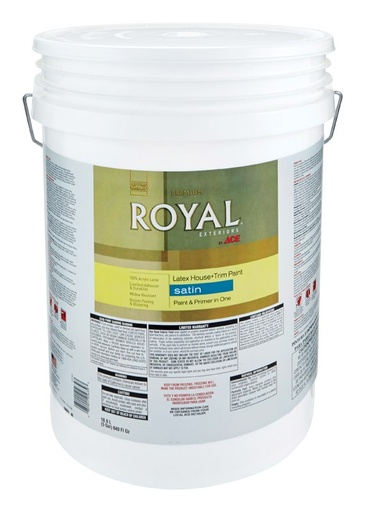Ace, Royal Satin Tintable Base Acrylic Latex House & Trim Paint & Primer 5 gal
