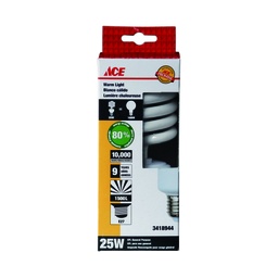 HALF-SPIRAL CFL BULB 25 WATT WARM LIGHT E27 220-240V 50-60HZ CE ACE