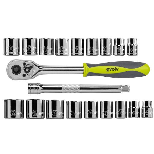 WRENCH SOCKET SET 20 PC 95CM (3/8IN) D SAE AND METRIC EVOLV