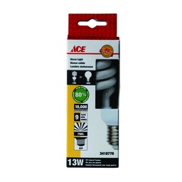 HALF-SPIRAL CFL BULB 13 WATT WARM LIGHT E27 220-240V 50-60HZ CE ACE