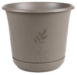 Bloem 15 in. H x 17 in. Dia. Resin Freesia Etched Planter Charcoal