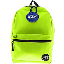 BAZIC 16" LIME GREEN BASIC BACKPACK.