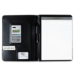 Notebook W Calculator - Pad Holder with, 9&quot; x 12&quot;, Black