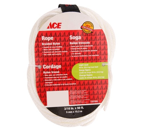 ROPE BRAIDED NYLON 3/16IN X 50FT.