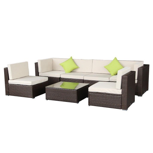 CORNER SOFA SET WHITE 7 PCS.