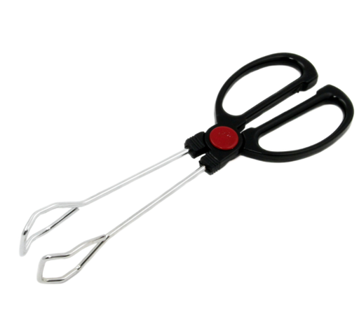 Chef Craft 10 in. L Black/Silver Chrome Tongs.