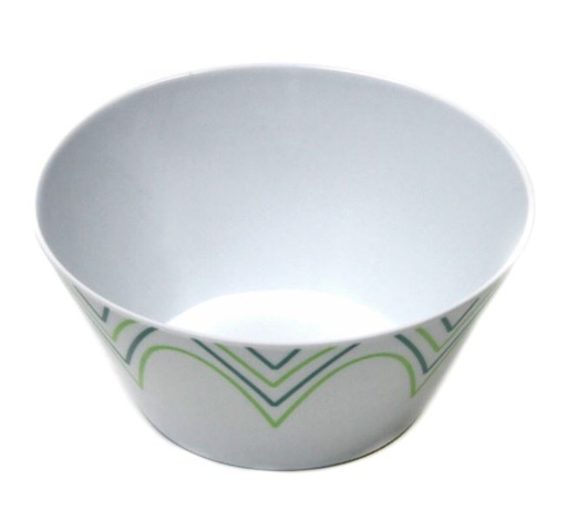 Chef Craft, White with Green and Blue Lines Plastic Bowl.