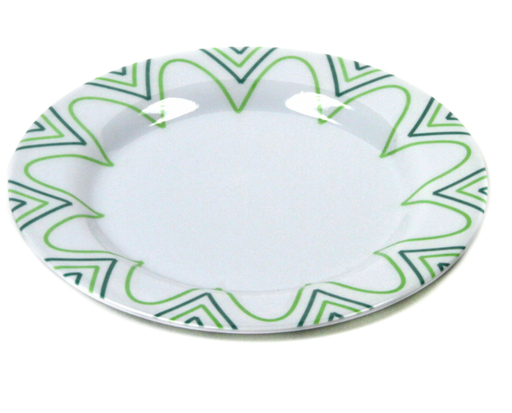 Chef Craft ,White with Green and Blue Lines Plastic Plate.