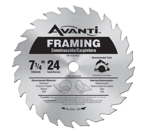 BLADE FRAMING 7-1/4 24T.