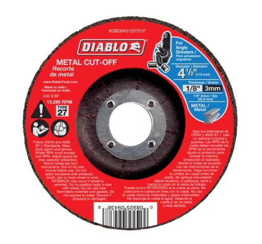 METAL CUTOFF DISC 4-1/2".
