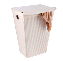 Wenko White Bamboo Laundry Basket