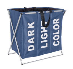 Wenko Trio Blue Polyester Divided Laundry Basket.