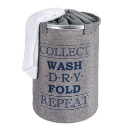 Wenko Ringo Gray Polyester Laundry Basket.