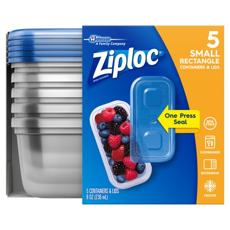 Ziploc 8 oz. Food Storage Container 5 pk Blue/Clear.