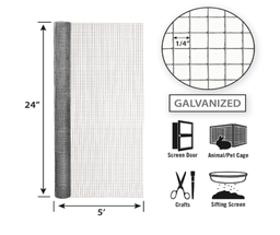 CLOTH HDW 24&quot;X5' 1/4&quot;MSH